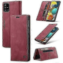 (Wine Red) Galaxy A51 5G AutSpace A01 Retro Crazy Horse RFID Leather Phone Case Cover