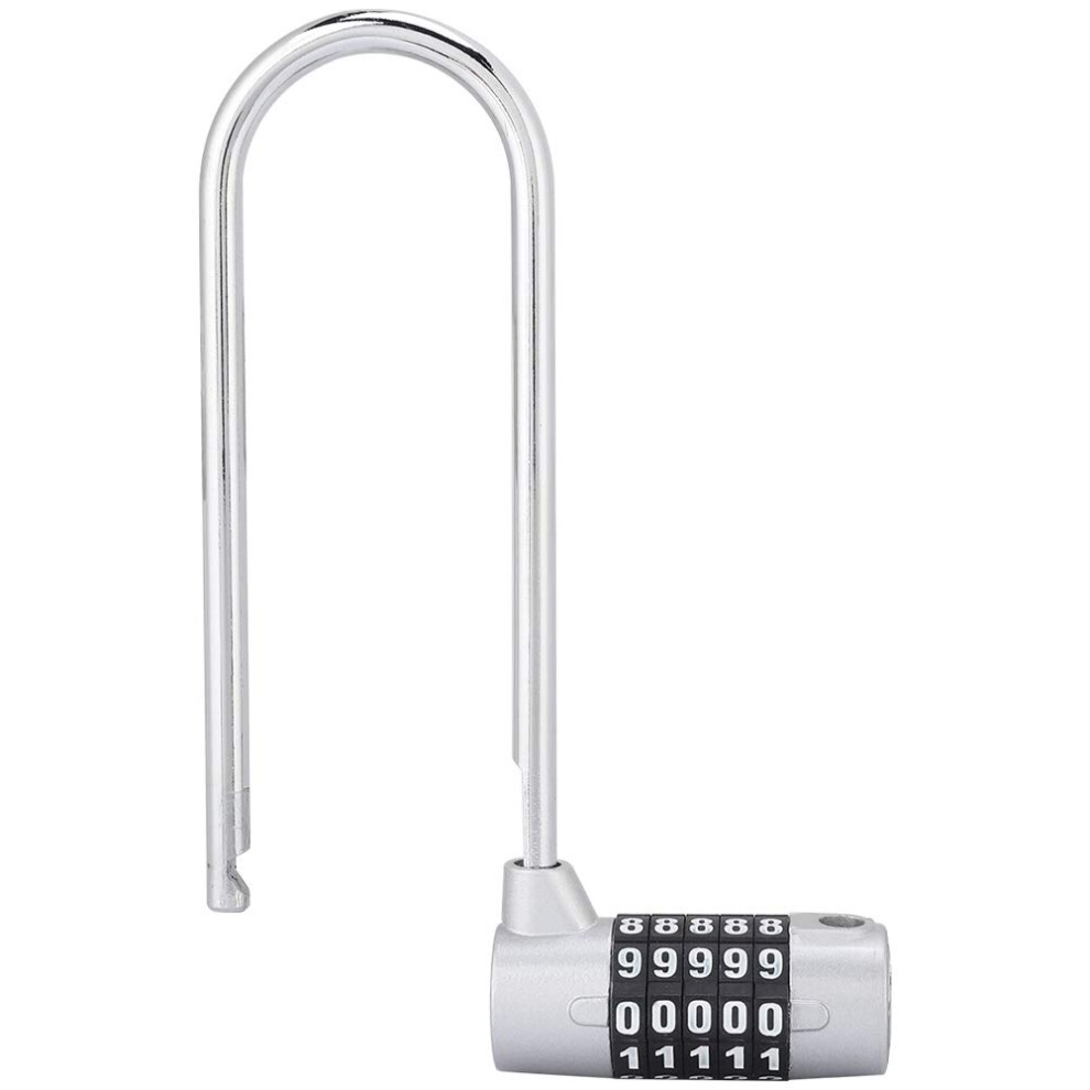 5-Dial Combination Padlock Zinc Alloy U-Shape Lock, Silver, 10000+ Codes, Easy Install, Cabinet And Door, Gym Toolbox 9016109360649