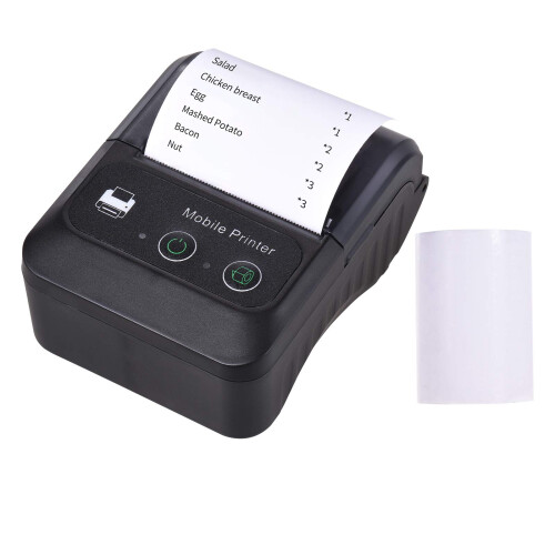 Portable Wireless BT 58mm 2 Inch Thermal Receipt Printer, POS Mobile Printer, ESC/POS Compatible, Android iOS Windows