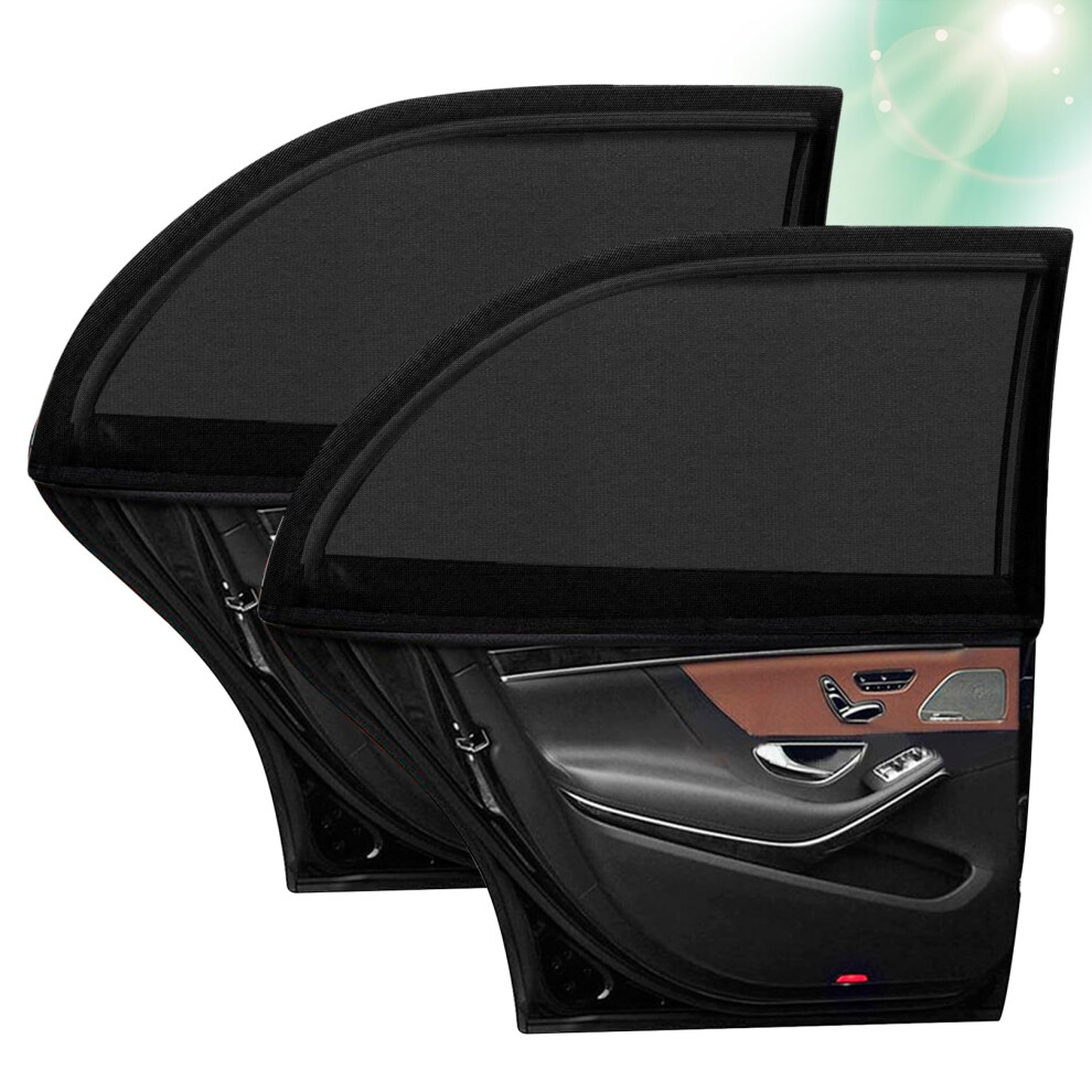 Car Window Shades For Baby, 2 Pcs Rear And Side Sun Shade Mesh UV Protection Black Mosquito Net