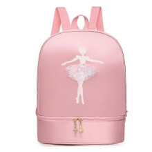(Pink) Dance Backpack Girls Latin Ballet School Bag Independent Shoe Storage