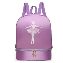 (Purple) Dance Backpack Girls Latin Ballet School Bag Independent Shoe Storage