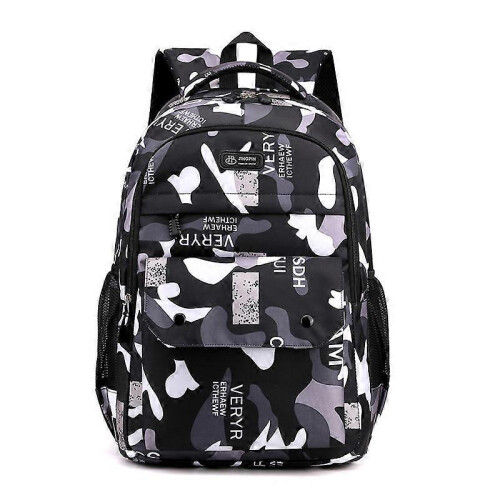 (Black) Large capacity outdoor travel leisure backpack student school bag