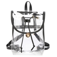 Clear Backpack PVC Backpack See Through Backpack-Black Color