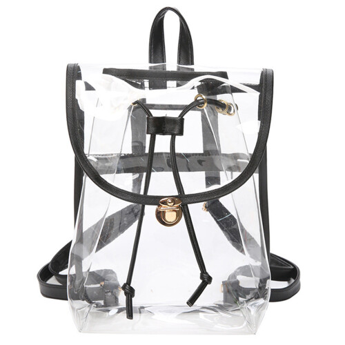 Clear Backpack PVC Backpack See Through Backpack-Black Color