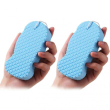 (2pcs, Blue) Radiants Skin Sponge Korean Body Scrub Sponges Ultra Soft Exfoliating Dead Skin Remover for Bath Shower