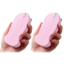 (2pcs, Pink) Radiants Skin Sponge Korean Body Scrub Sponges Ultra Soft Exfoliating Dead Skin Remover for Bath Shower