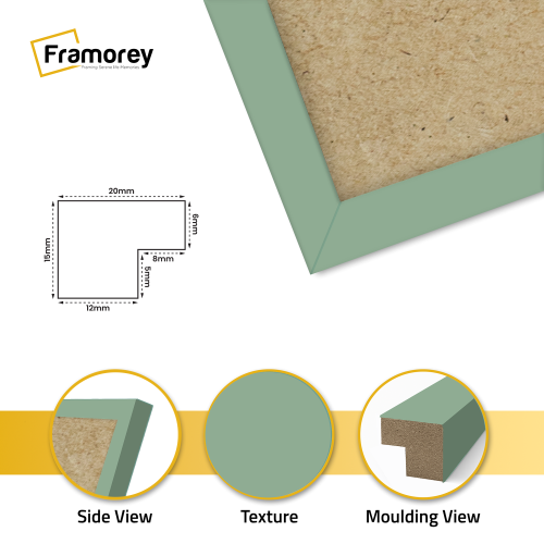 (9x7 Inch) Thin Matt Green Picture Frame / Wall Art Frames / Flat Wooden Effect Poster Frame 1