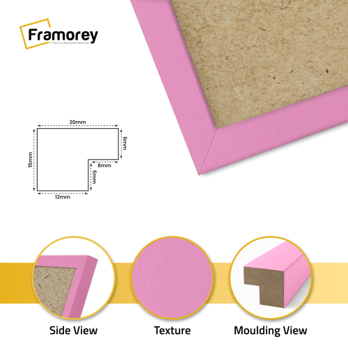 (30x40 CM) Thin Matt Pink Picture Frame / Wall Art Frames / Flat Wooden Effect Poster Frame 1