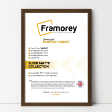 (A3- 420X297MM) Thin Matt Walnut Picture Frame / Wall Art Frames / Flat Wooden Effect Poster Frame
