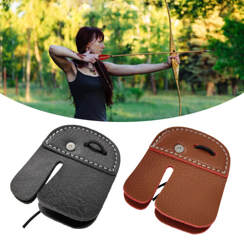 Leather Finger Guard Double Layered Finger Tab Leather-brown 2