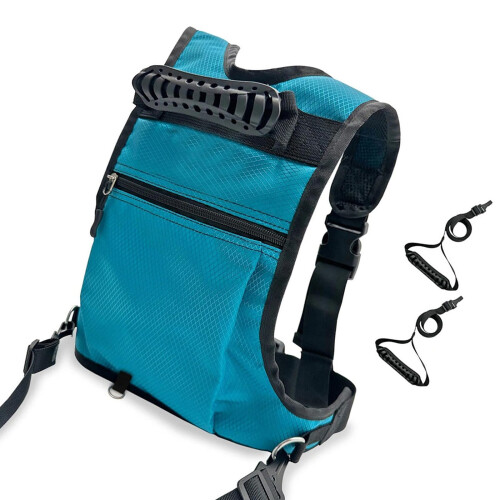 Ski Harness For Kids Snowboard Training Harness Backpack-Style Shock-Absorbing Leashes Adjustable Blue