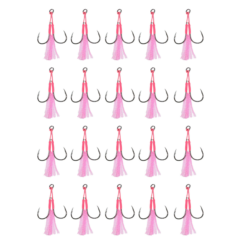 20Pcs Double Fishing Assist Hook Kits Slow Quickly-Pink No. 20-image-OPC-PM5Y5D7-NEW