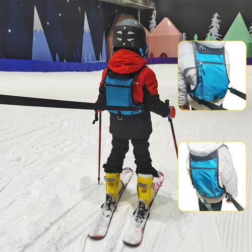 Ski Harness For Kids Snowboard Training Harness Backpack-Style Shock-Absorbing Leashes Adjustable Blue 1