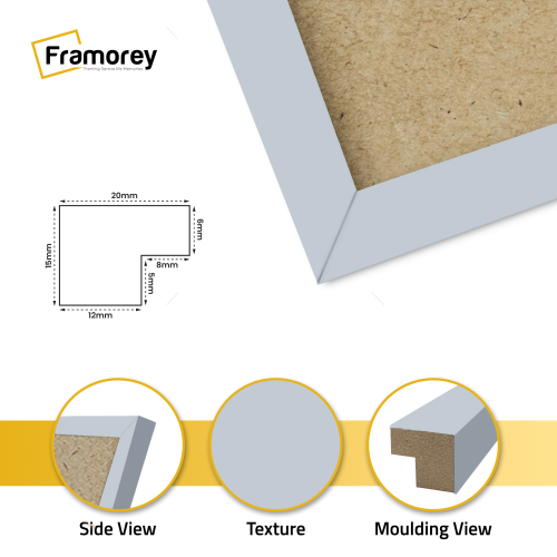 (6x4 Inch) Thin Matt Light Grey Picture Frame / Wall Art Frames / Flat Wooden Effect Poster Frame 1