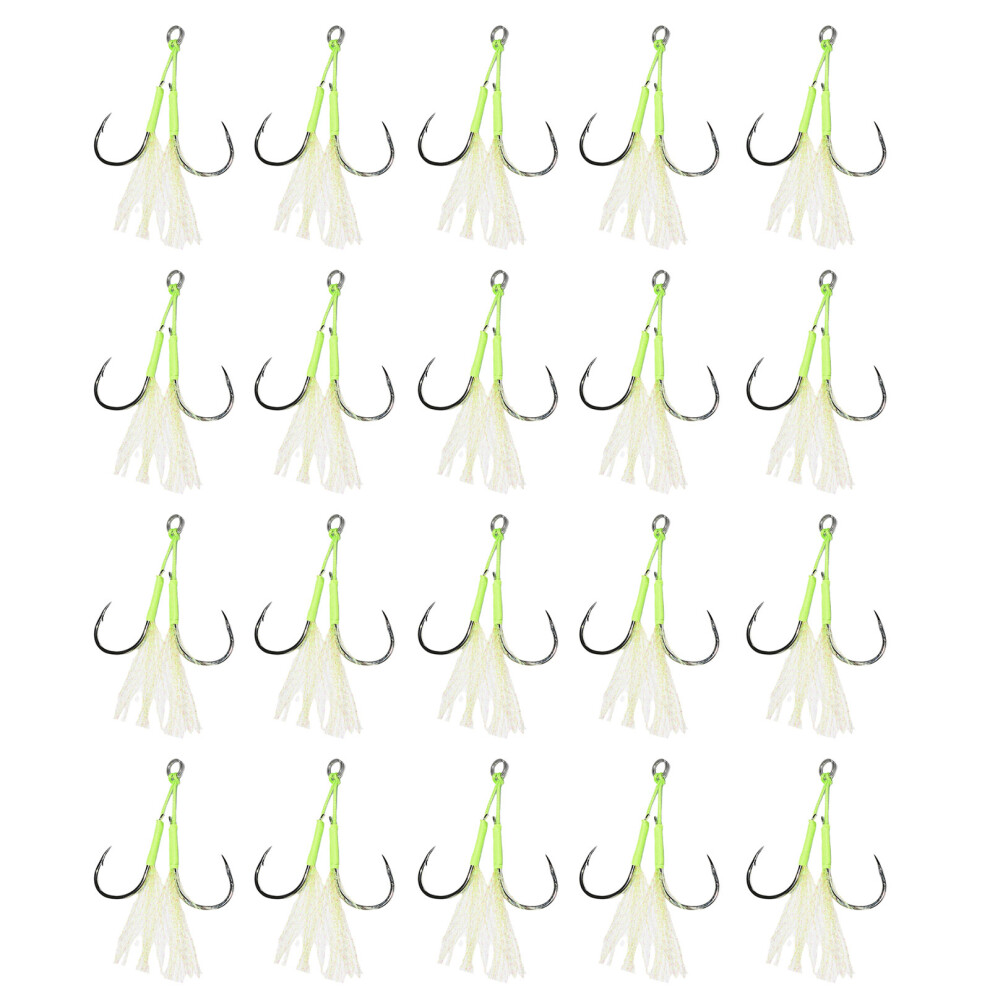20Pcs Double Fishing Assist Hook Kits Jigs-grass green No. 10-image-OPC-PM5Y5J8-NEW