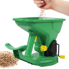 Handheld Grass Seed and Fertilizer Spreader, 5-Gear Adjustable for Even Distribution, Gardens and Farms