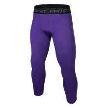 (2XL, purple) Men Running Base Layer Tight Compression Training Bottoms Fitness Trousers Child Basketball Sports Skinny 3/4 Cropped Pants