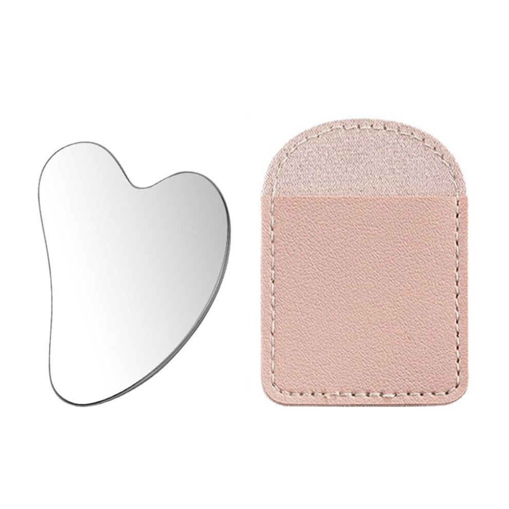 Silver Gua Sha Facial Tool Stainless Steel Heart Shape Gua Sha Tool For Jawline Sculpt Slimmer Face Puffiness Reduction