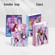 (handle bag-12pcs) kpop Hunter Birthday Decoration Kpop Demon Hunters Birthday Bags Banner Anime Stickers K Pop Demon Hunters kit Party Favours