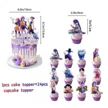 (cake topper-25pcs) kpop Hunter Birthday Decoration Kpop Demon Hunters Birthday Bags Banner Anime Stickers K Pop Demon Hunters kit Party Favours