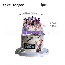 (cake topper-1pcs) kpop Hunter Birthday Decoration Kpop Demon Hunters Birthday Bags Banner Anime Stickers K Pop Demon Hunters kit Party Favours