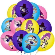 (latex balloon-12pcs) kpop Hunter Birthday Decoration Kpop Demon Hunters Birthday Bags Banner Anime Stickers K Pop Demon Hunters kit Party Favours