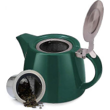 Porcelain Loose Leaf Teapot with Infuser, Strainer & Lid | Tea Pot for 2 People | Dark Green | Tea & Coffee Teapot, Tea Gift Sets - 500ml/17 Oz