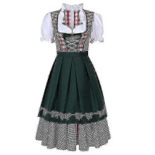 (L) Women Traditional Oktoberfest Costume German Beer Wench Dirndl Dress With Apron Costume Party Dress Xs-6xl Plus Size