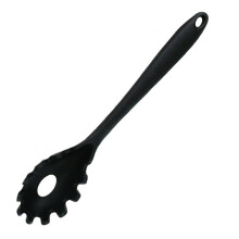 Pasta Server Silicone Handle Spaghetti Measure Spoon Noodle Colander Kitchen Gadget Tools Black