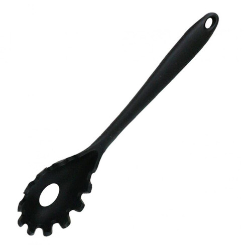 Pasta Server Silicone Handle Spaghetti Measure Spoon Noodle Colander Kitchen Gadget Tools Black