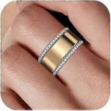 (6, Gold) 2-Pack 14K Gold Plated Stacking Rings for Oura Ring Gen 4/Oura Ring Gen 3, Cubic Zirconia Simulated Diamond Oura Stack Rings for Women