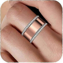 (9, Rosegold) 2-Pack 14K Gold Plated Stacking Rings for Oura Ring Gen 4/Oura Ring Gen 3, Cubic Zirconia Simulated Diamond Oura Stack Rings for Women