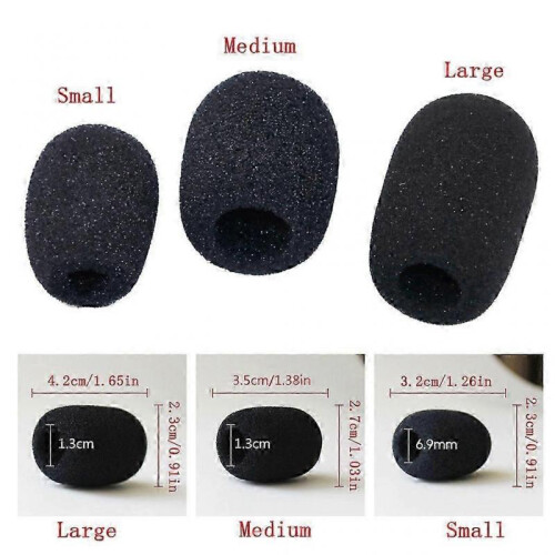 (Medium) 10PCS Microphone Windscreen Sponge Cover Headset Mic Foam Cover Protective Cap for Gooseneck Meeting Microphone Medium