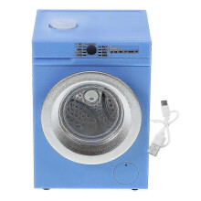 Mini Washing Machine Toy for Dollhouse - 1:12 Scale Blue Metal Model, Rotating Drum, Rechargeable, Interactive Play for Kids