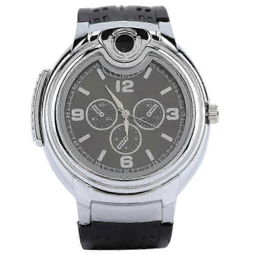 Cigarette Lighter Watch, Refillable Butane, Quartz Watch, Black