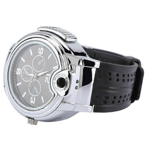 Cigarette Lighter Watch, Refillable Butane, Quartz Watch, Black 2