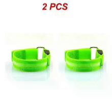 (Green 2Pcs) 2/1Pcs Night Running Armband LED Light Outdoor Sports USB Rechargeable Safety Belt Arm Leg Warning Lamp For Safety Emergency