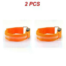 (Orange 2Pcs) 2/1Pcs Night Running Armband LED Light Outdoor Sports USB Rechargeable Safety Belt Arm Leg Warning Lamp For Safety Emergency