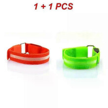 (Red And Green) 2/1Pcs Night Running Armband LED Light Outdoor Sports USB Rechargeable Safety Belt Arm Leg Warning Lamp For Safety Emergency