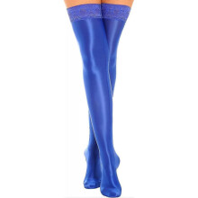 (One Size, 3 Blue) Womens Shiny Oil Hold Up Stockings Thigh High Silk Long Socks Pantyhose Underwear Clubwear
