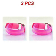 (Pink 2Pcs) 2/1Pcs Night Running Armband LED Light Outdoor Sports USB Rechargeable Safety Belt Arm Leg Warning Lamp For Safety Emergency
