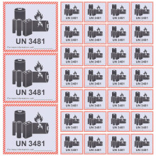 100 Un3481 Batterie Warnetiketten Sicherheitsaufkleber