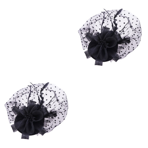 2Stück Fascinator Hut Mit Schleier 2