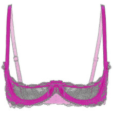 (5XL, Rose C) Womens 1/4 Cups Underwire Bra Halter Neck O Ring Sheer Lace Push Up Brassiere Lingerie Breast Open Bras Underwear_FC10