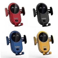 (Red) Smart Car Wireless Charger Mobile Phone Holder Automatic Sensor Car Holder
