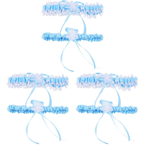 3 Sets Schleife Strumpfhalter Brautjungfer Fliege Spitze Accessoires 2