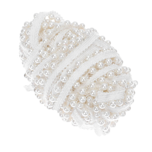 Grosgrain Lint Rand Stof Kralen Wit