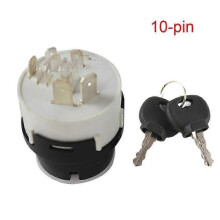 (1x 10-pin)9 Pins / 10 Pins Ignition Switch w/ 2 Key 701/80184 50988 858/04674 701/45500 for JCB JCB200 JCB220 Tractor Preheat Start Switch