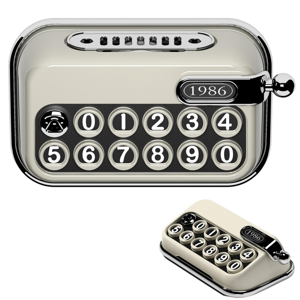 Parking Number Plate Typewriter Style Phone Number Display For Car Dashboard Auto Accessories Beige 9393856285792